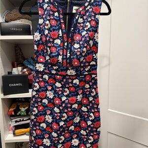 kate spade Navy Floral Sheath Dress with Red & White Blooms